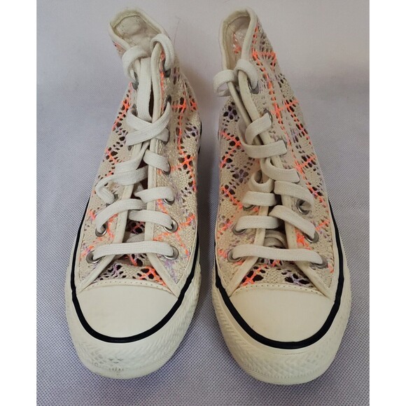 Converse Chuck Taylor Lace Up Hi Top Summer Boho Crochet Womens 7 Multi Color - Picture 2 of 8